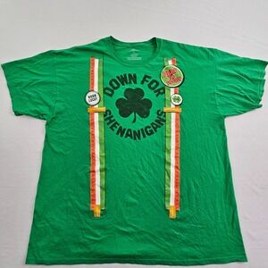 Down For Shenanigans St Paddy's Day Green Short Sleeve Cotton T-Shirt Men's 3XL